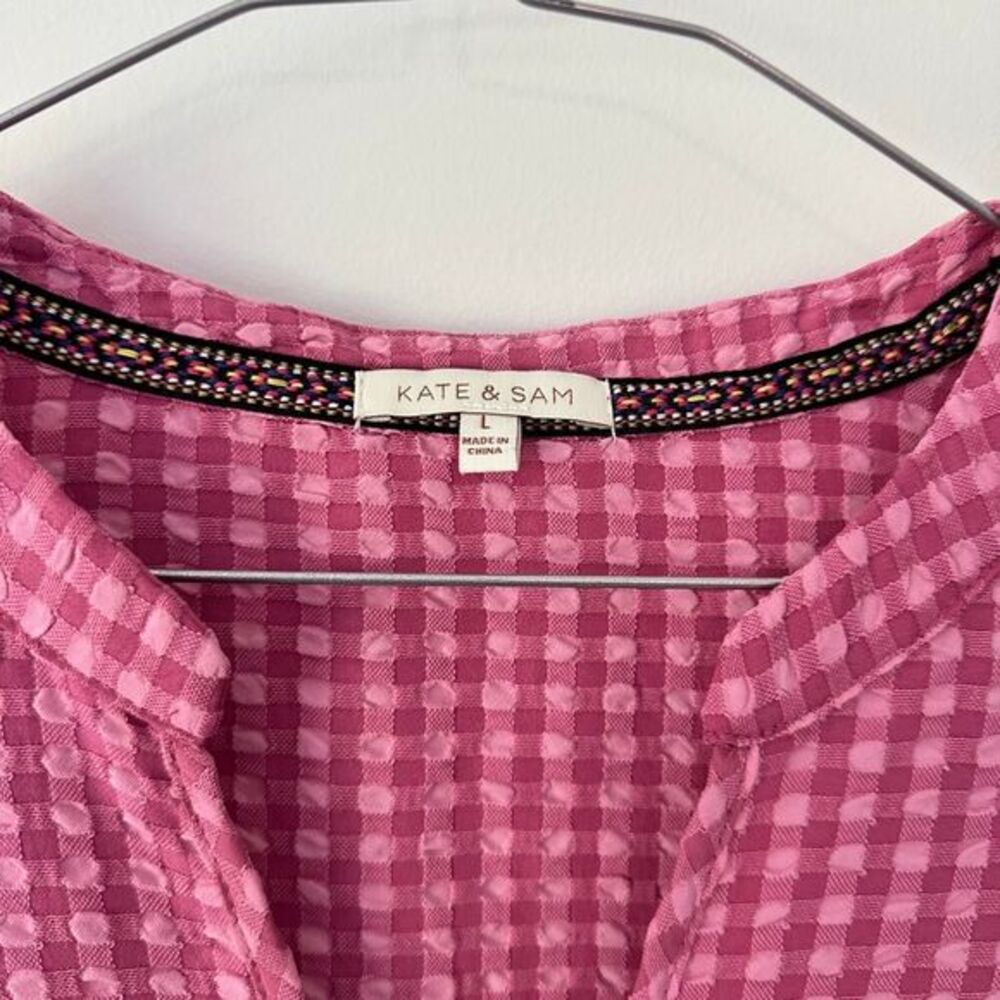 Kate & Sam Pink Gingham Tiered Midi Dress - Picture 4 of 7
